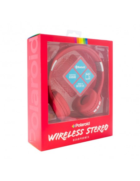 AUDIFONOS POLAROID BLUETOOTH DE ALTA FIDELIDAD ROJO