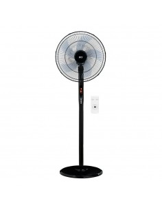 Ventilador 16" Pedestal Negro Con Timer
