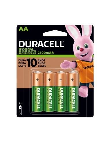 Pack 4 pilas AA recargables de 2500mAh Duracell