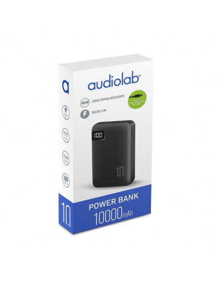 POWERBANK 10.000 Mah 2USB CON PANTALLA AUDIOLAB NEGRO