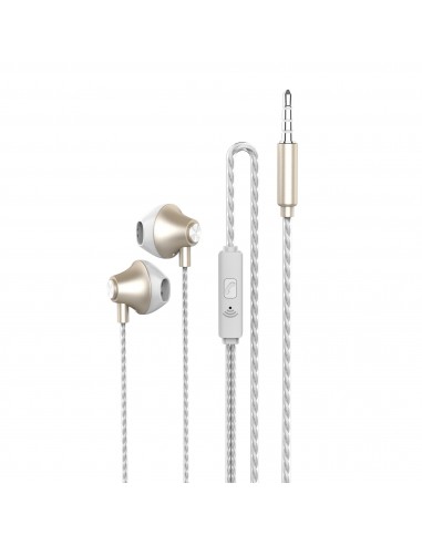 AUDIFONO IN EAR CABLE TRENZADO GOLD-WHITE  AUDIOLAB