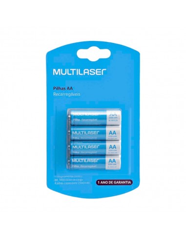 PILAS RECARGABLES MULTILASER  4 PILAS AA (2500 MAH)