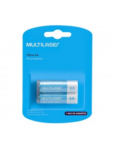 PILAS RECARGABLES MULTILASER 2 PILAS AA (2500 MAH)