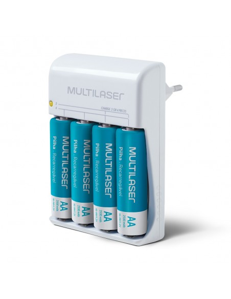 MULTILASER CARGADOR DE PILAS AA/AAA  CON 4 PILAS AA
