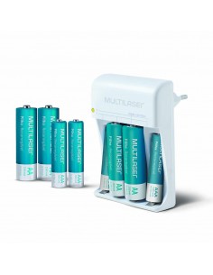 MULTILASER CARGADOR DE PILAS AA/AAA   INCLUYE 4 PILAS AA...