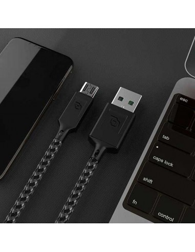Cable Micro USB a USB-A 1.2 Mt Rugged Dusted negro