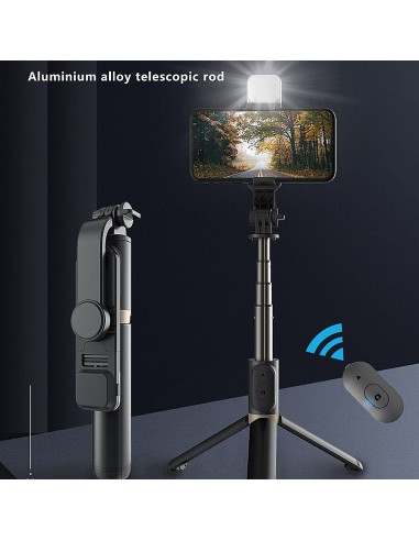 Bastón selfie con luz LED y trípode Dusted