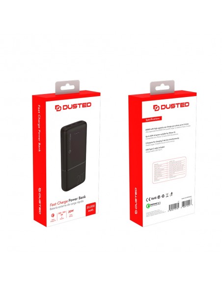 BATERÍA EXTERNA DUSTED CARGA RÁPIDA 20W 20.000 mAh NEGRO