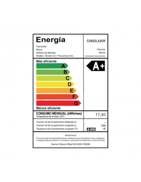 Freezer 199L horizontal frío Directo Dual Hisense