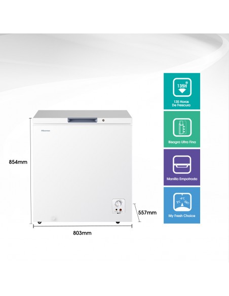 Freezer 199L horizontal frío Directo Dual Hisense