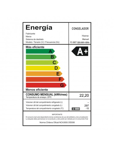 Freezer Horizontal 297L frío directo Hisense