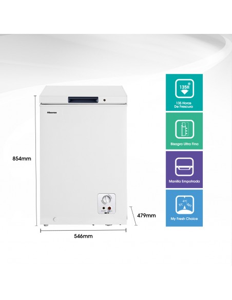 Freezer Horizontal 96Lt frío directo dual Hisense