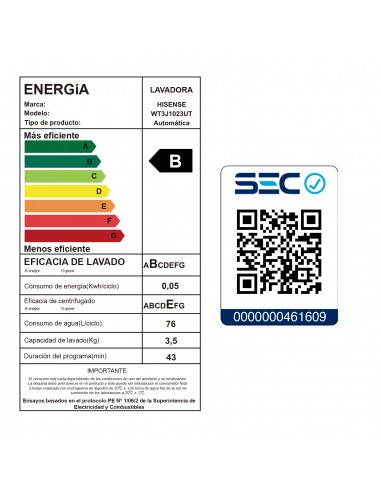 Lavadora automatica 10 KG carga superior Hisense
