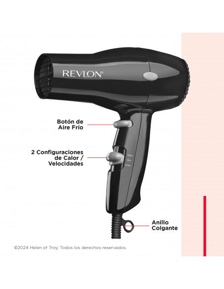 Secador De Pelo Compacto Iónico Negro Revlon