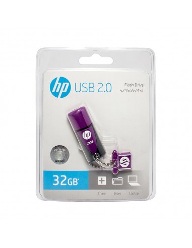 Pendrive HP USB 32GB Goma Morado