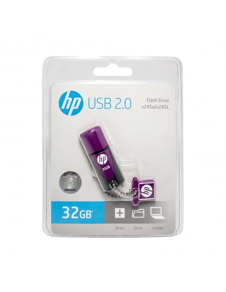 Pendrive HP USB 32GB Goma Morado